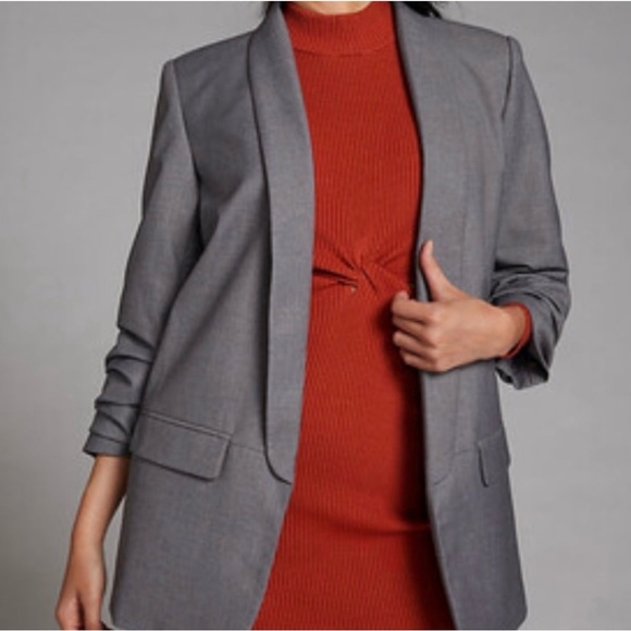 Mare Mare x Anthropologie Boyfriend Blazer Size Small Longline Ruched Sleeves - Picture 2 of 13